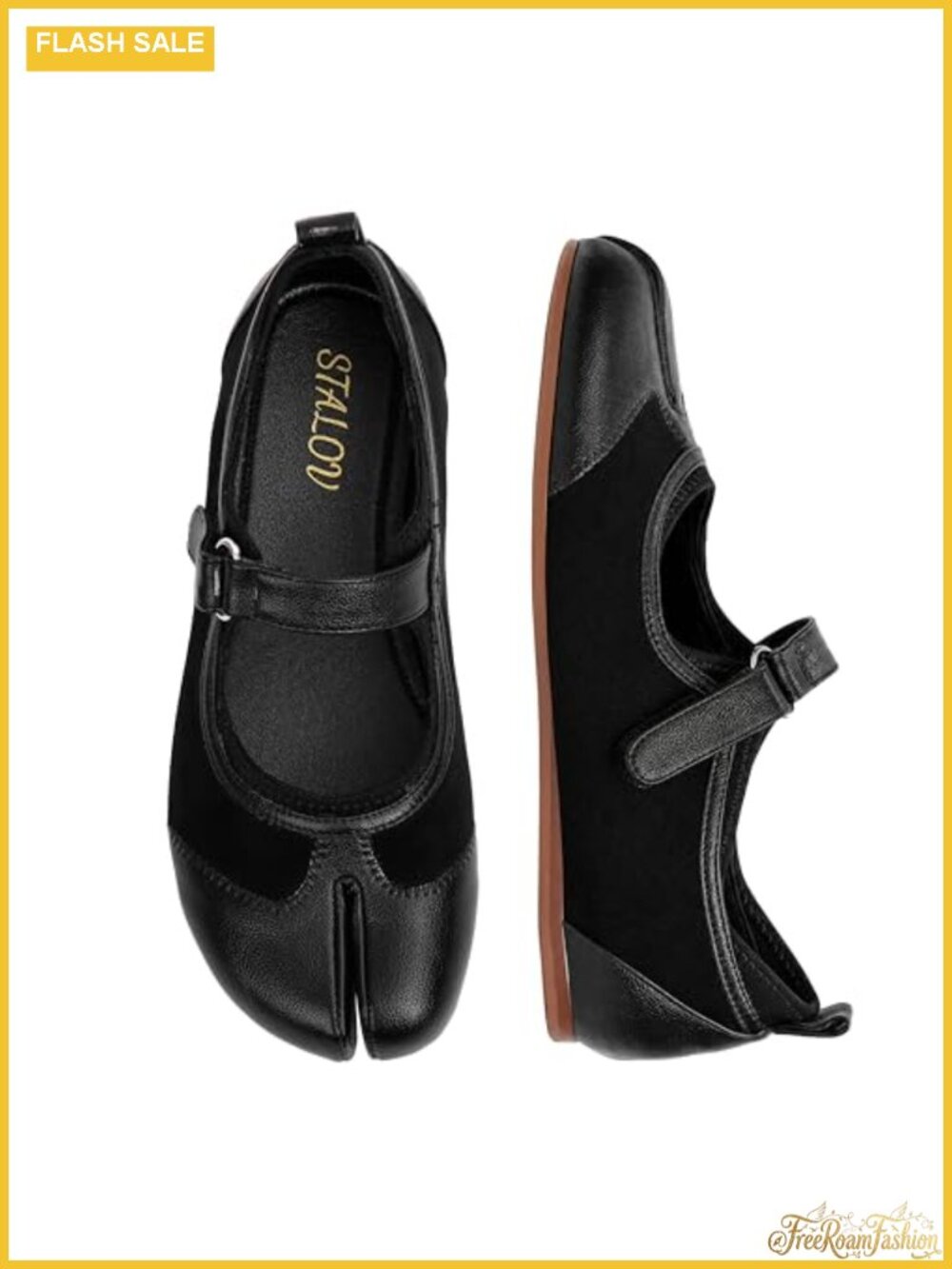 Tabi Ballet Flats Suede Round Split-Toe Mary Janes Low Heel Comfortable